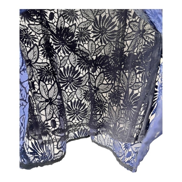 Deletta Garden Guise Mesh and Lace Top Blouse Black & Navy Occasion Top NEW - Picture 7 of 16
